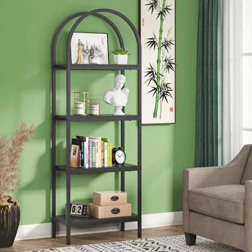 Modern Bookshelf Storage Cabinet - Open Multi-Tier Display Shelf for Books,Decor,Magazines & Organization (Black/White/Walnut)