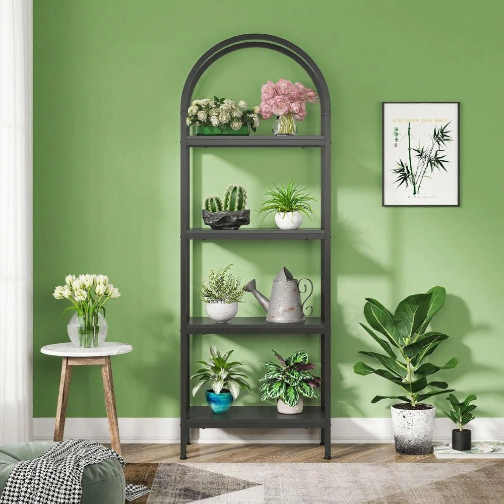 Modern Bookshelf Storage Cabinet - Open Multi-Tier Display Shelf for Books,Decor,Magazines & Organization (Black/White/Walnut) view 3