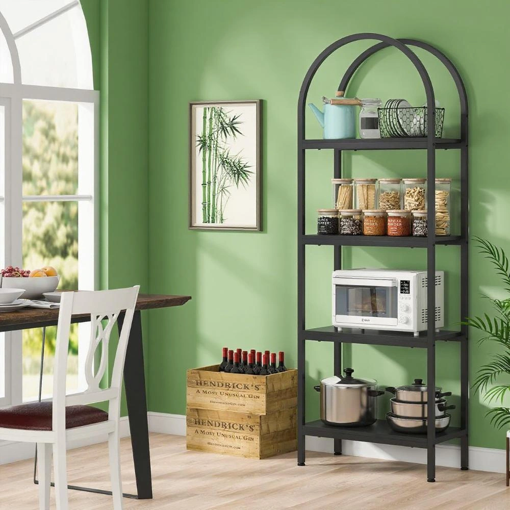 Modern Bookshelf Storage Cabinet - Open Multi-Tier Display Shelf for Books,Decor,Magazines & Organization (Black/White/Walnut) view 4