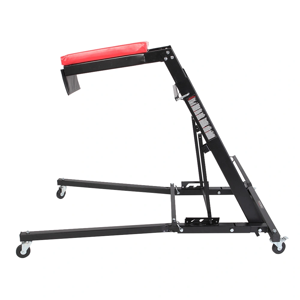 Foldable Mechanic Creeper Seat Adjustable Height Rolling Workshop Cart for Automotive Car Truck Repair - Black view 10
