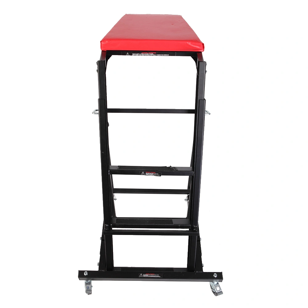Foldable Mechanic Creeper Seat Adjustable Height Rolling Workshop Cart for Automotive Car Truck Repair - Black view 15