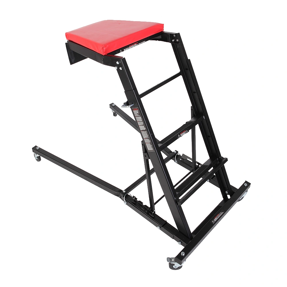 Foldable Mechanic Creeper Seat Adjustable Height Rolling Workshop Cart for Automotive Car Truck Repair - Black view 16