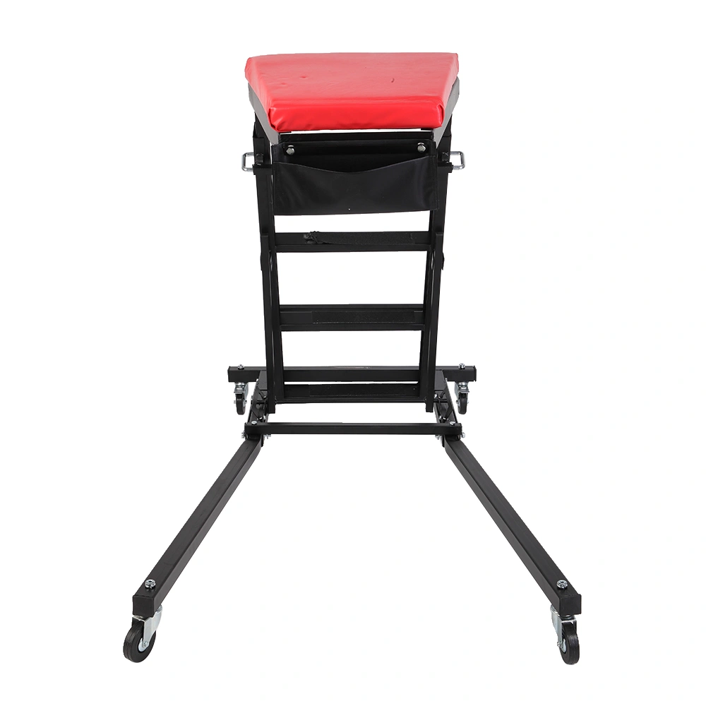 Foldable Mechanic Creeper Seat Adjustable Height Rolling Workshop Cart for Automotive Car Truck Repair - Black view 17