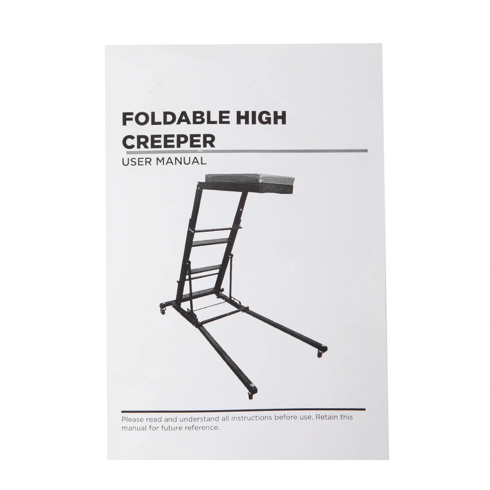 Foldable Mechanic Creeper Seat Adjustable Height Rolling Workshop Cart for Automotive Car Truck Repair - Black view 24