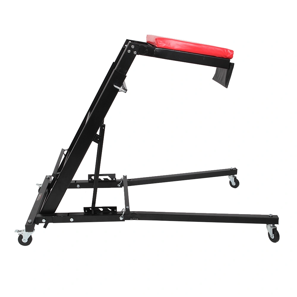 Foldable Mechanic Creeper Seat Adjustable Height Rolling Workshop Cart for Automotive Car Truck Repair - Black view 8