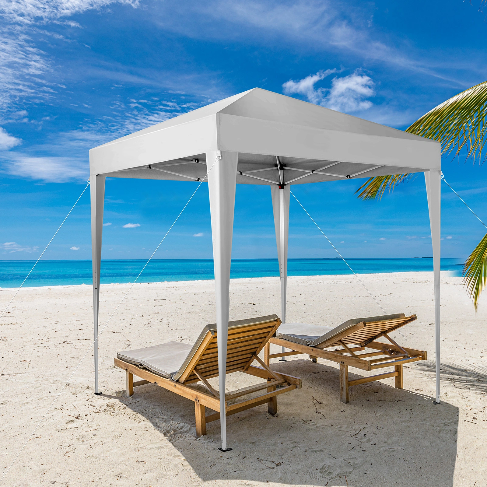 6.5x6.5ft Pop Up Canopy Tent, White Easy Up Gazebo Canopy, Foldable Portable Outdoor Gazebo with Carry Bag for Camping Patio Beach view 11