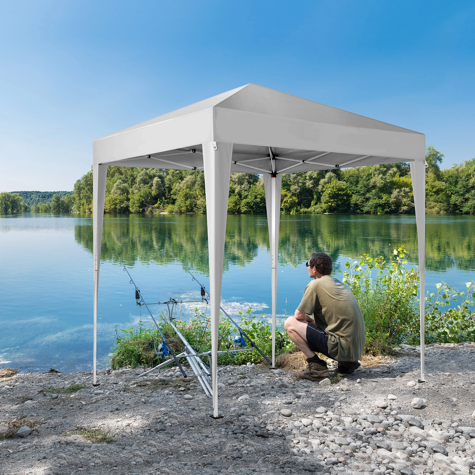 6.5x6.5ft Pop Up Canopy Tent, White Easy Up Gazebo Canopy, Foldable Portable Outdoor Gazebo with Carry Bag for Camping Patio Beach view 13