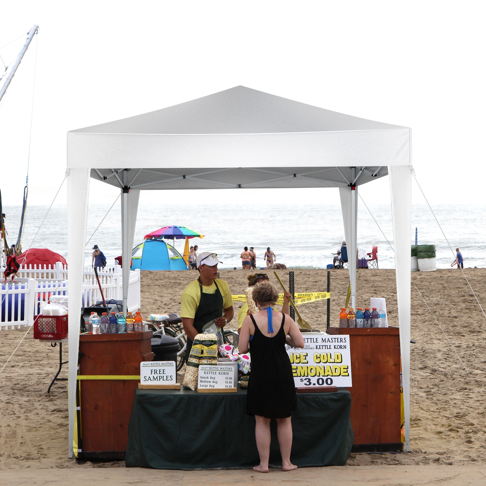 6.5x6.5ft Pop Up Canopy Tent, White Easy Up Gazebo Canopy, Foldable Portable Outdoor Gazebo with Carry Bag for Camping Patio Beach view 14