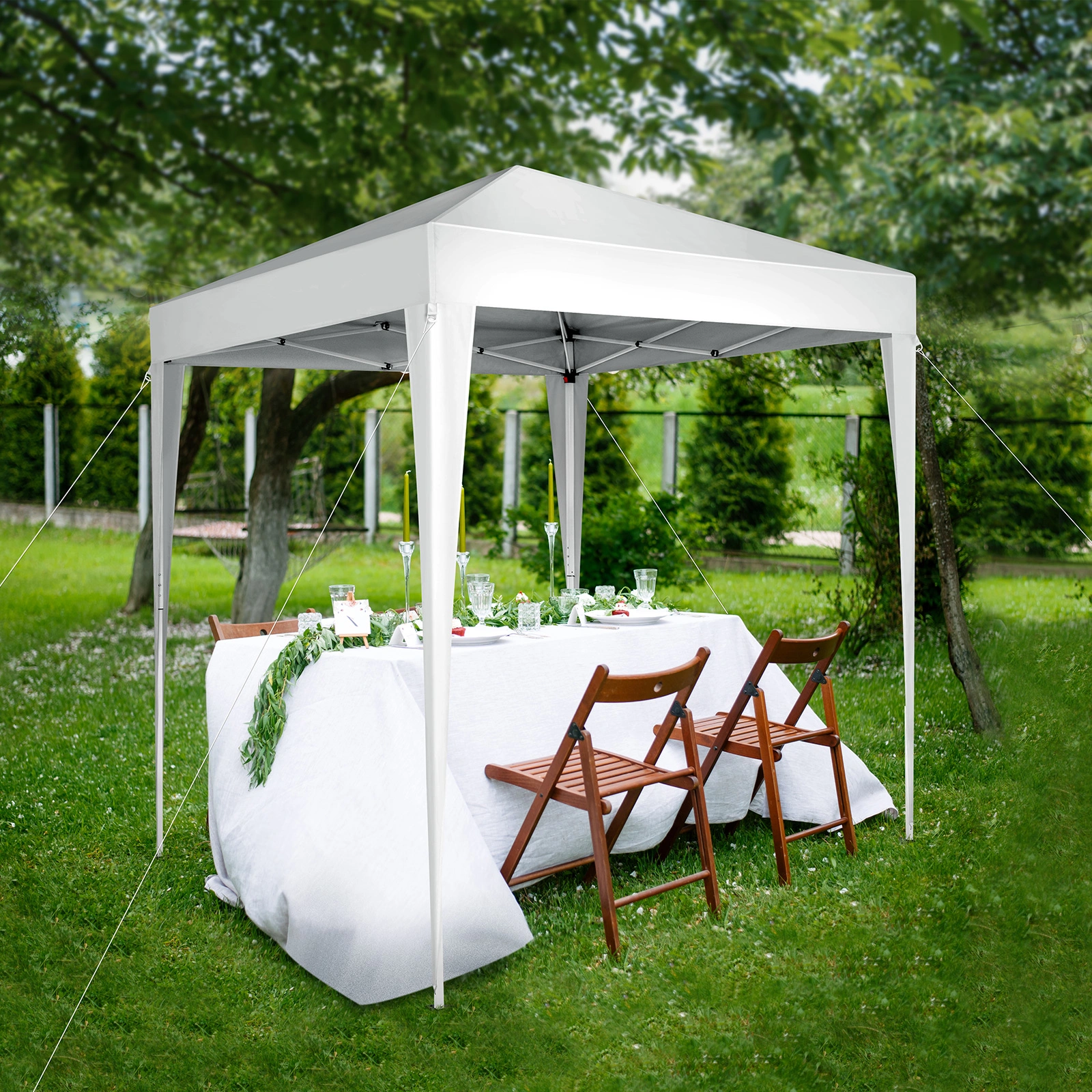 6.5x6.5ft Pop Up Canopy Tent, White Easy Up Gazebo Canopy, Foldable Portable Outdoor Gazebo with Carry Bag for Camping Patio Beach view 15