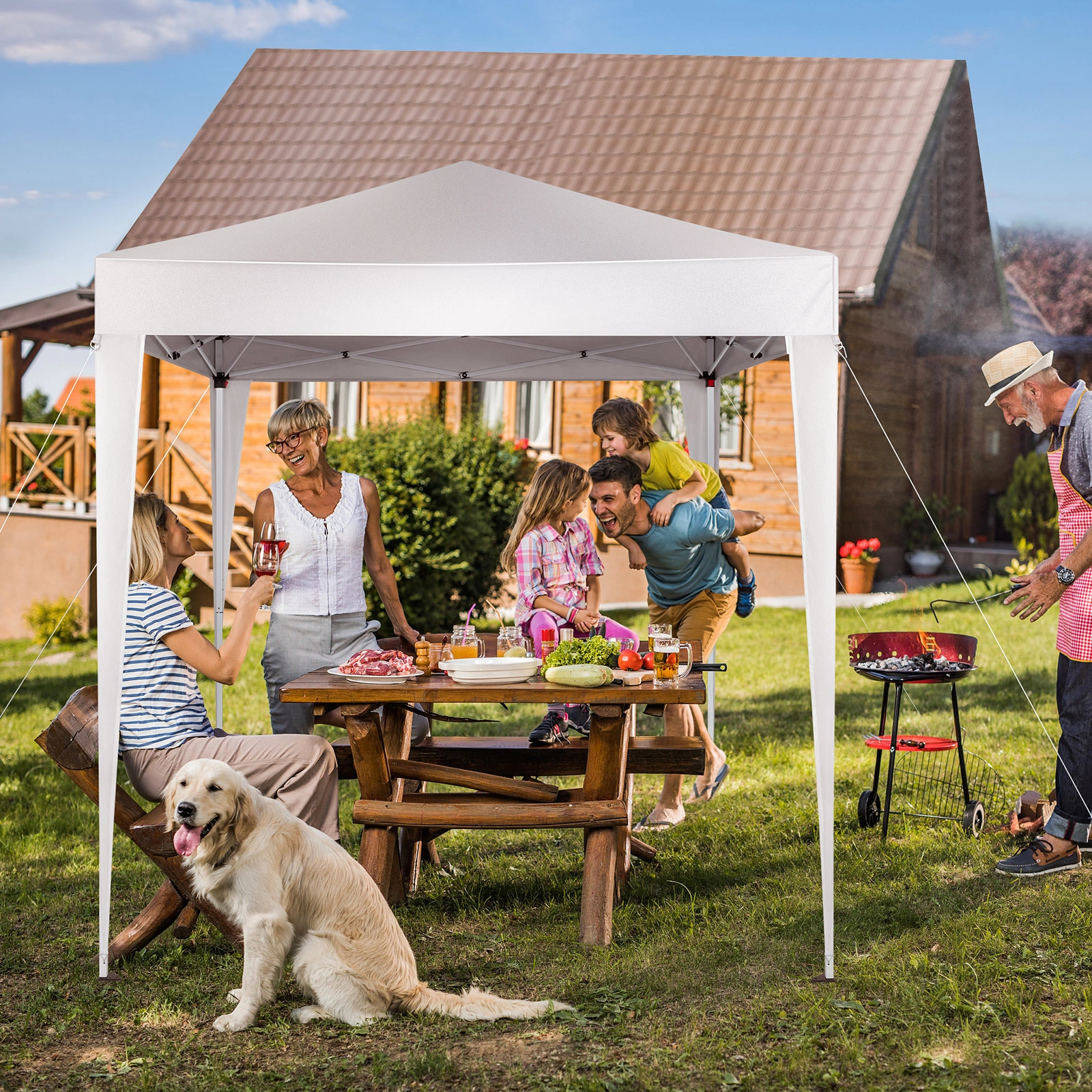 6.5x6.5ft Pop Up Canopy Tent, White Easy Up Gazebo Canopy, Foldable Portable Outdoor Gazebo with Carry Bag for Camping Patio Beach view 17