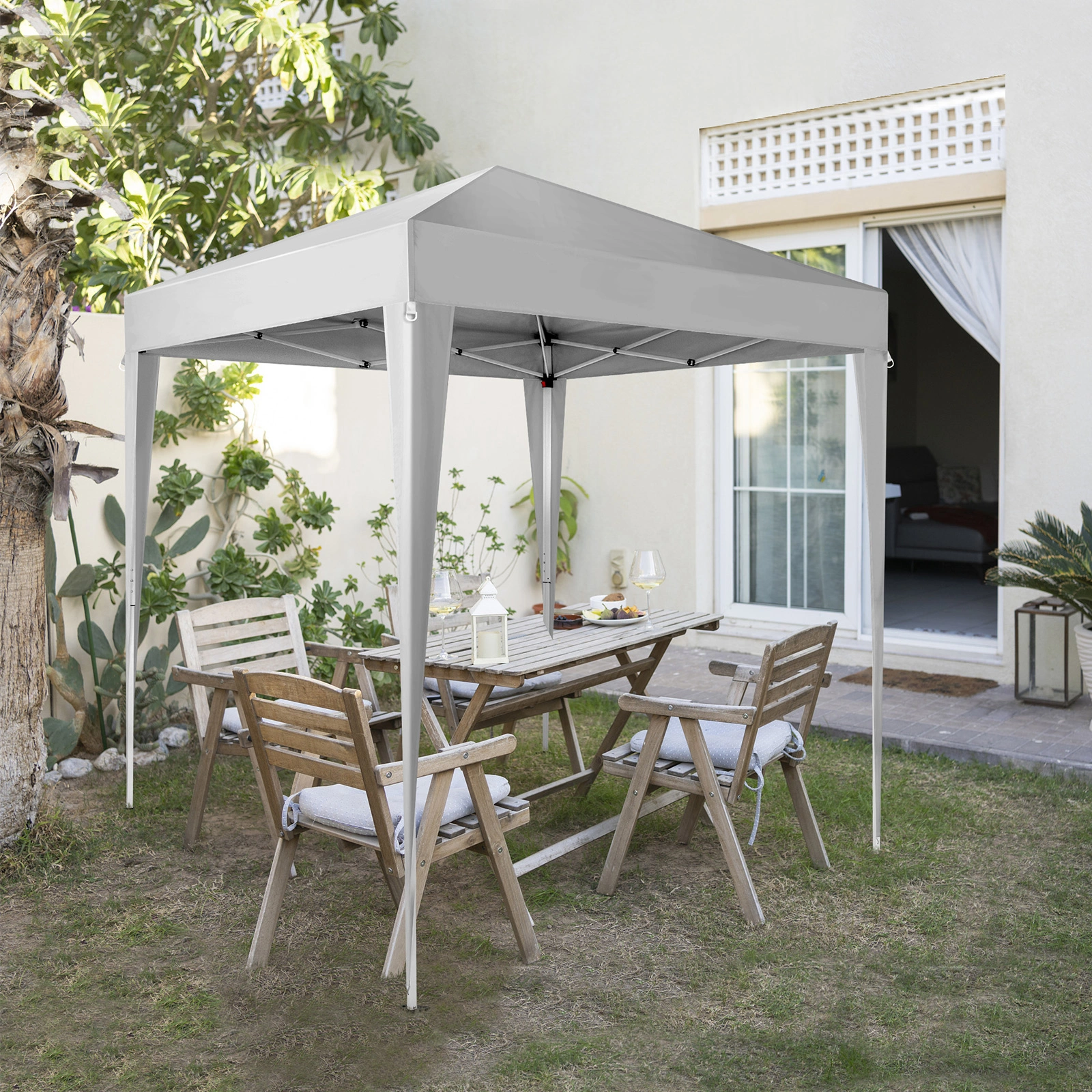6.5x6.5ft Pop Up Canopy Tent, White Easy Up Gazebo Canopy, Foldable Portable Outdoor Gazebo with Carry Bag for Camping Patio Beach view 8