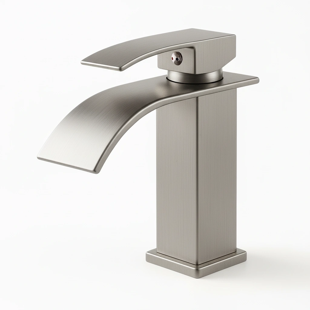 Brushed Nickel Single Handle Bathroom Faucet, Stainless Steel Lavatory Faucet, Single Hole Mount, Model TP