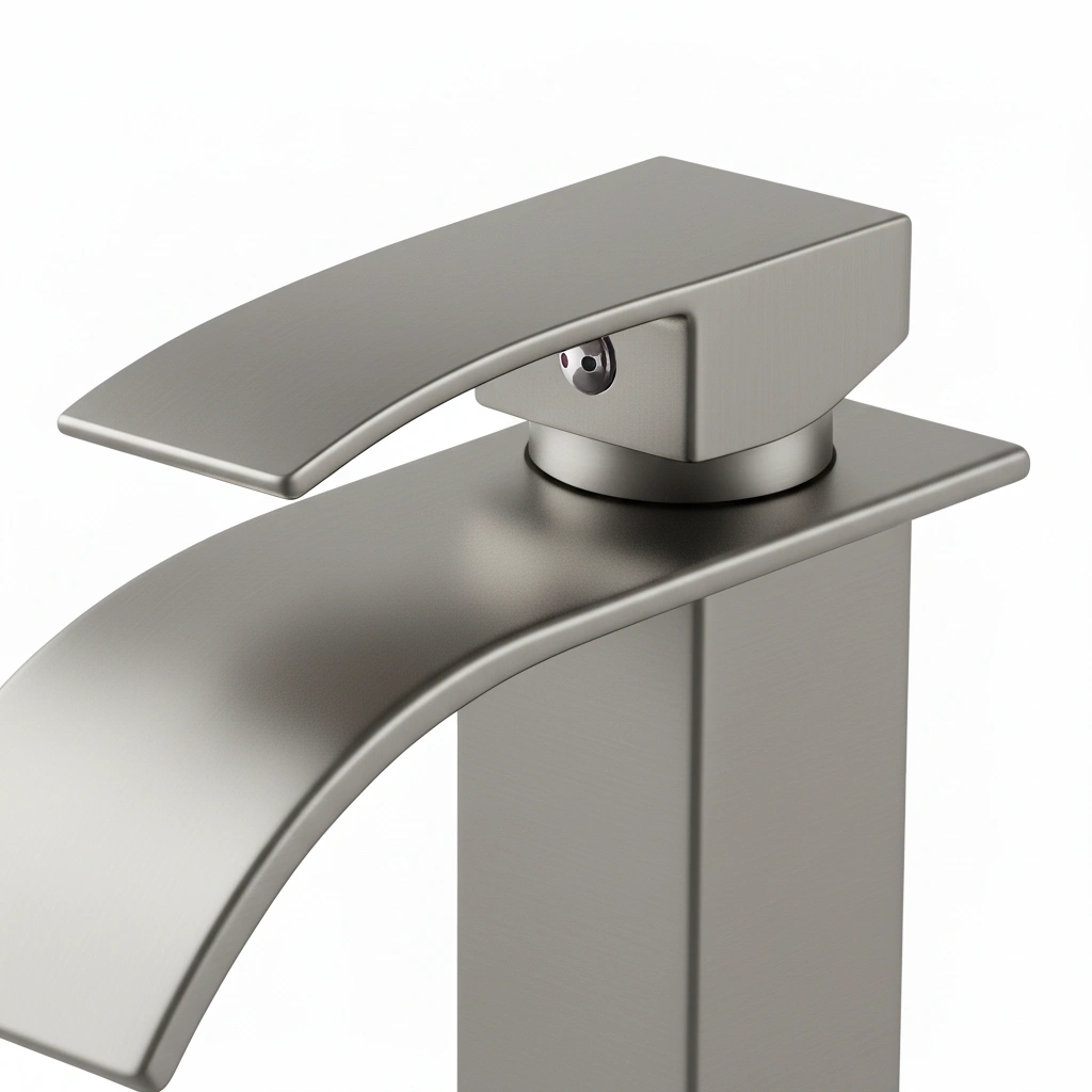 Brushed Nickel Single Handle Bathroom Faucet, Stainless Steel Lavatory Faucet, Single Hole Mount, Model TP view 3