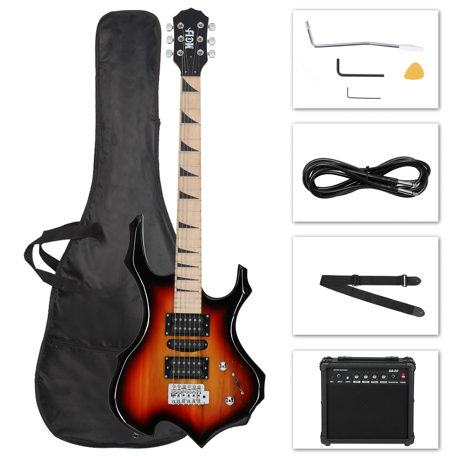 Electric Guitar Kit Flame Body Maple Fingerboard HSS Pickups Sunburst Finish