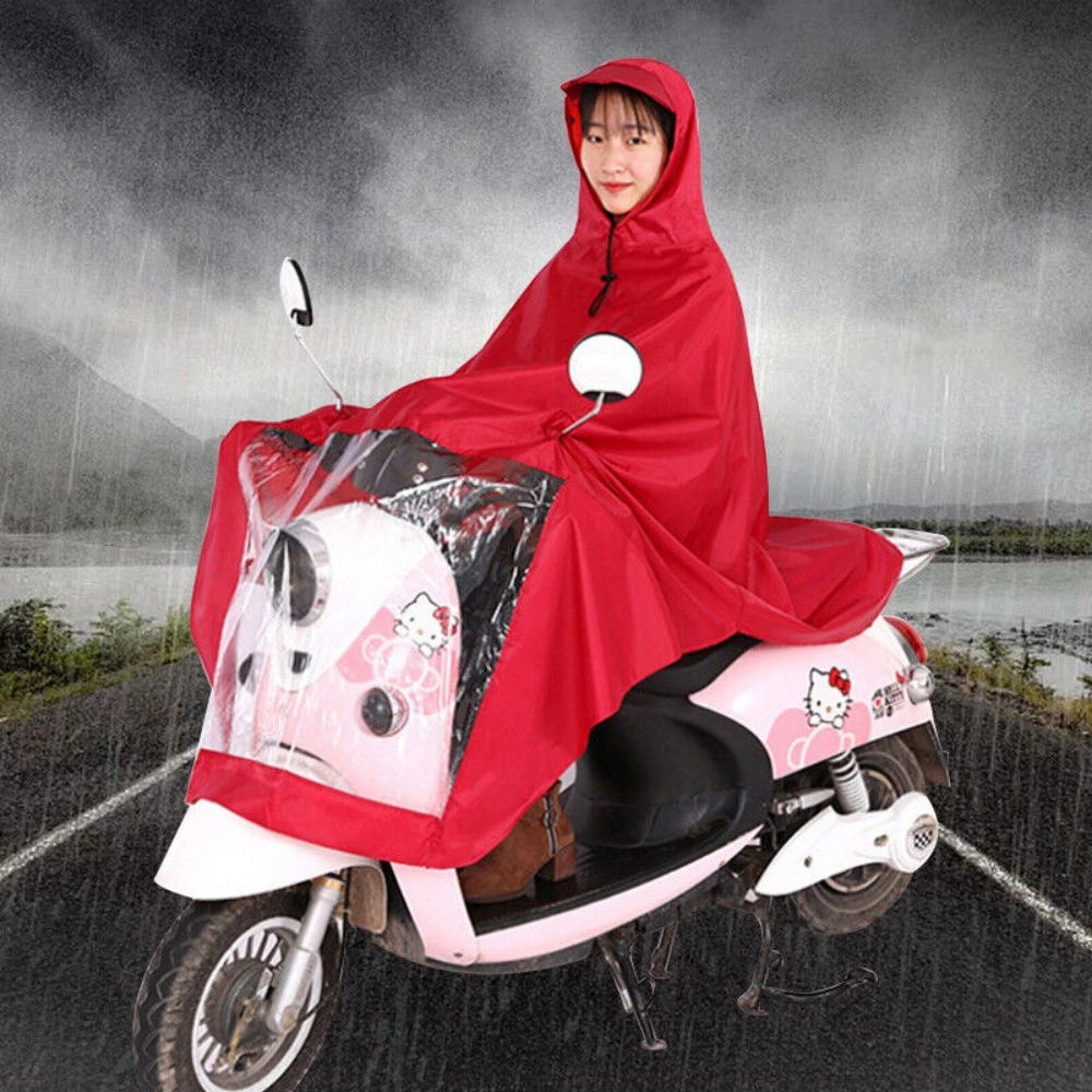 Universal Waterproof Raincoat for Electric Vehicles, Hooded Poncho Jacket - Red view 4