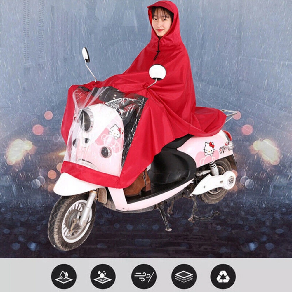 Universal Waterproof Raincoat for Electric Vehicles, Hooded Poncho Jacket - Red view 5