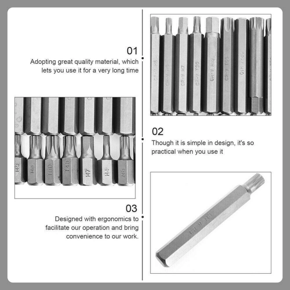 40-Piece Allen Key Torx Hex Star Spline Socket Bit Set, 1/2" & 3/8" Drive, Car Repair Tool Kit view 5