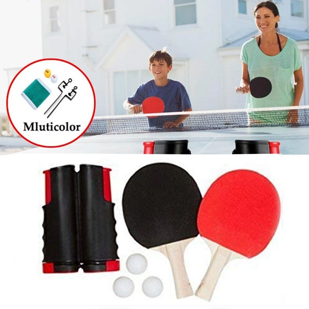 Table Tennis Kit with Retractable Net, 2 Paddles & 3 Ping Pong Balls, Indoor Outdoor