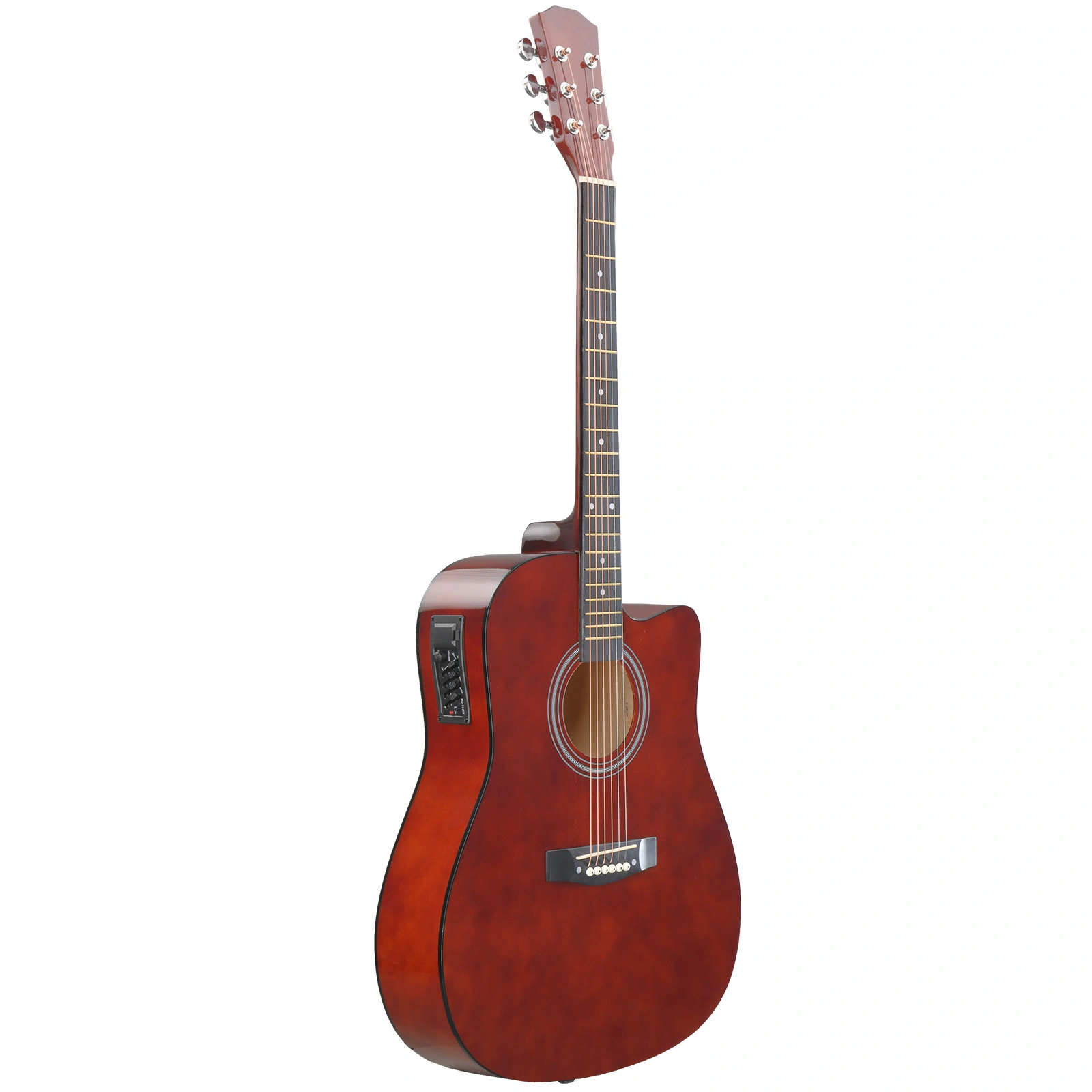KMA104 41" Acoustic Electric Guitar Dreadnought Cutaway, Basswood Body, Built-in EQ, Coffee, Beginner Folk Guitar with Gig Bag view 5