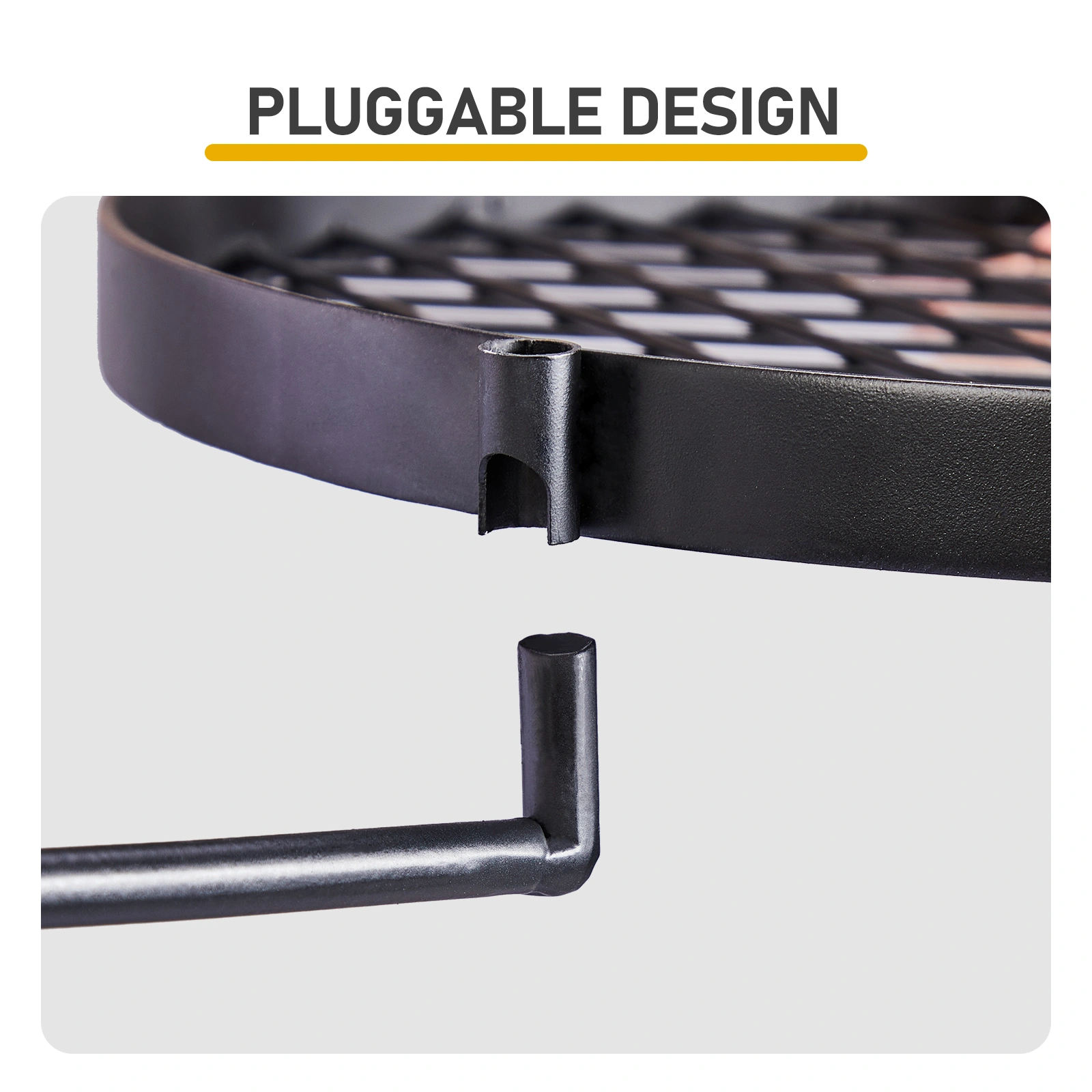 Swivel Campfire Grill, Height Adjustable Open Fire Cooking Grill with Rotating Grill Grate, Hanger Rod & Carry Bag, Portable Camping Campfire Grill, Black view 11