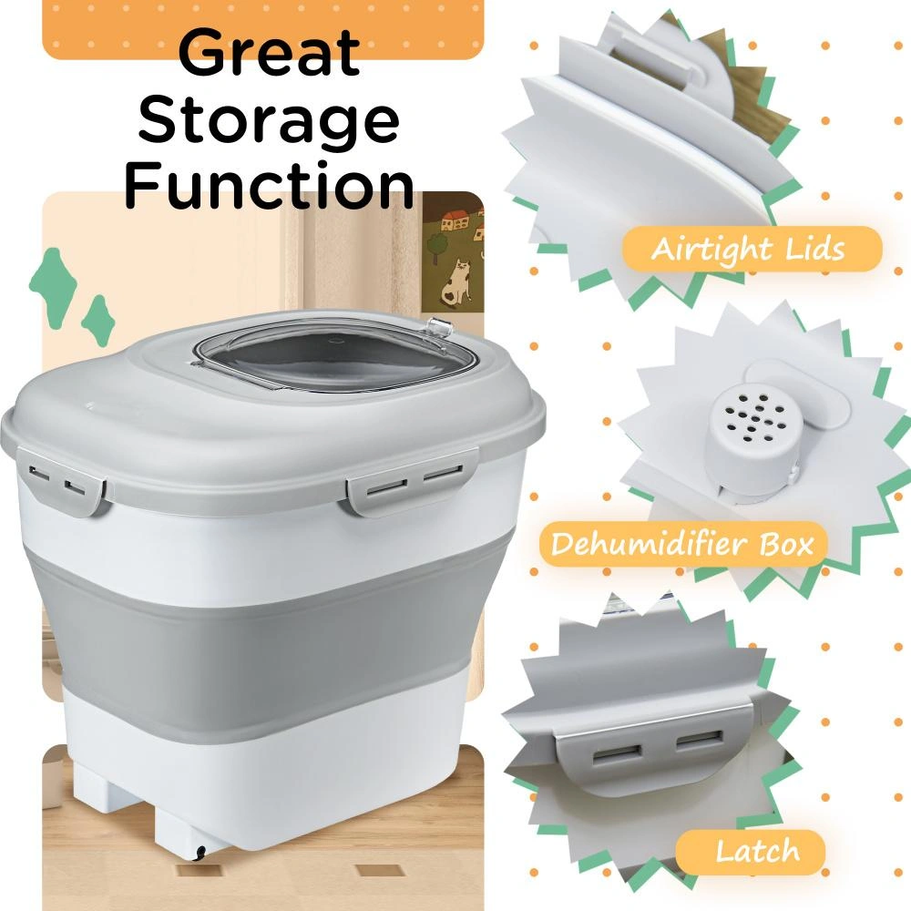Dog Food Storage Container Collapsible - Airtight Pet Food Bin, Stackable Pet Supplies
