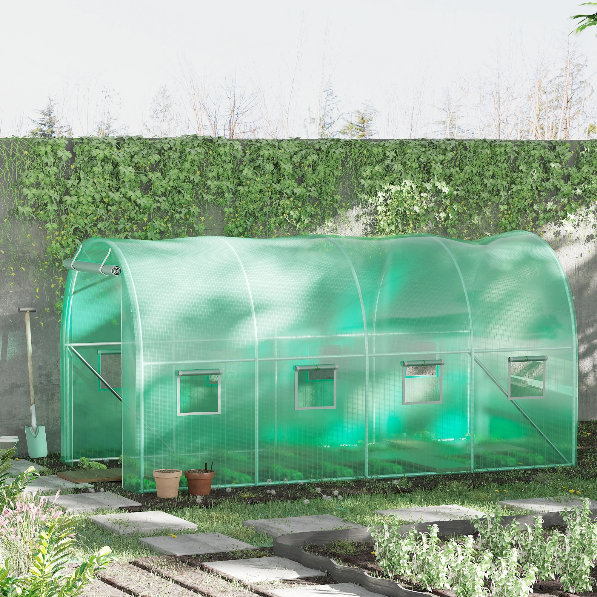 Walk-in Tunnel Greenhouse High Quality PE Cover Portable Metal Frame