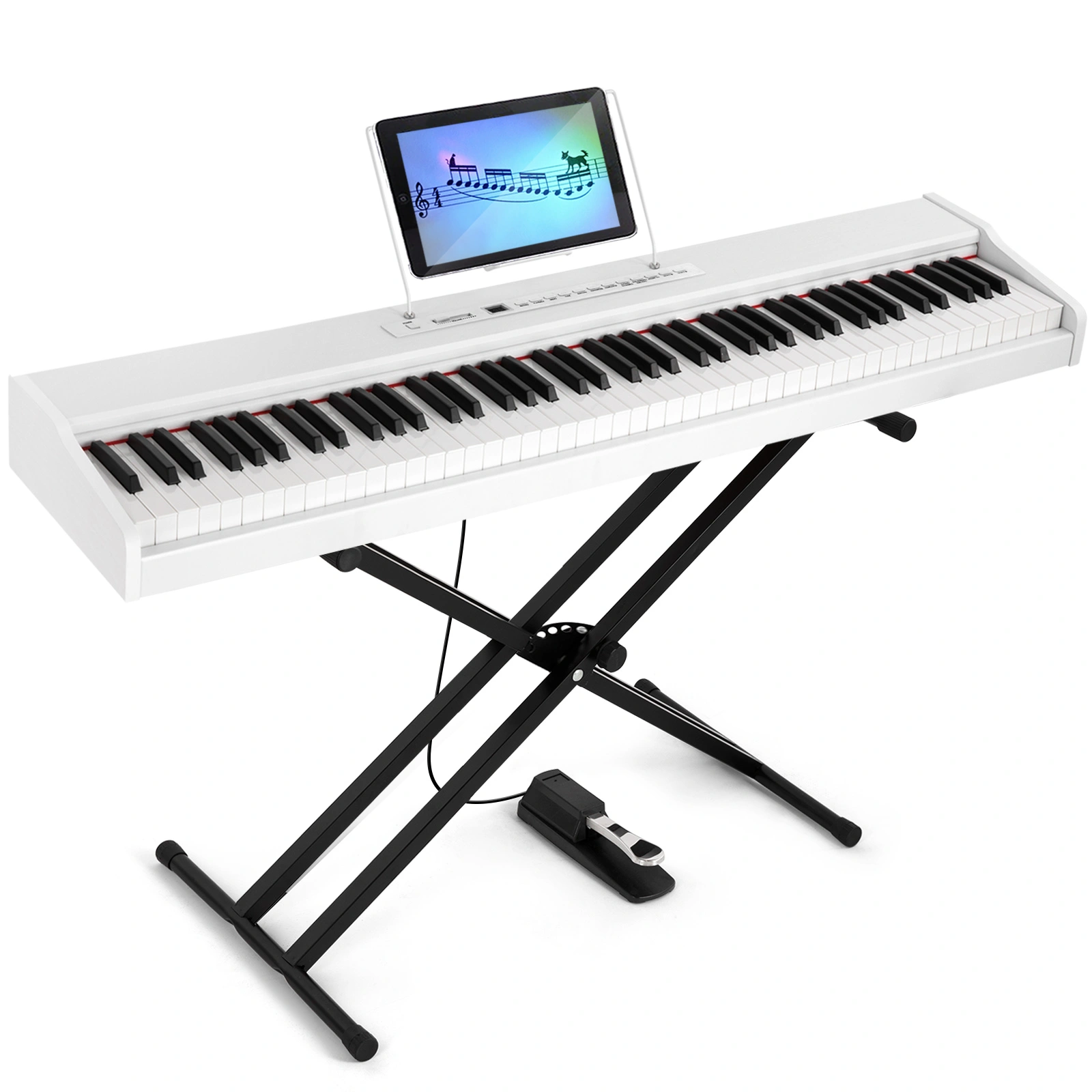 88 Key Digital Piano for Beginners & Kids, Full Size Weighted Keys, Portable Electric Piano with Music Stand, Headphone Jack, Power Supply