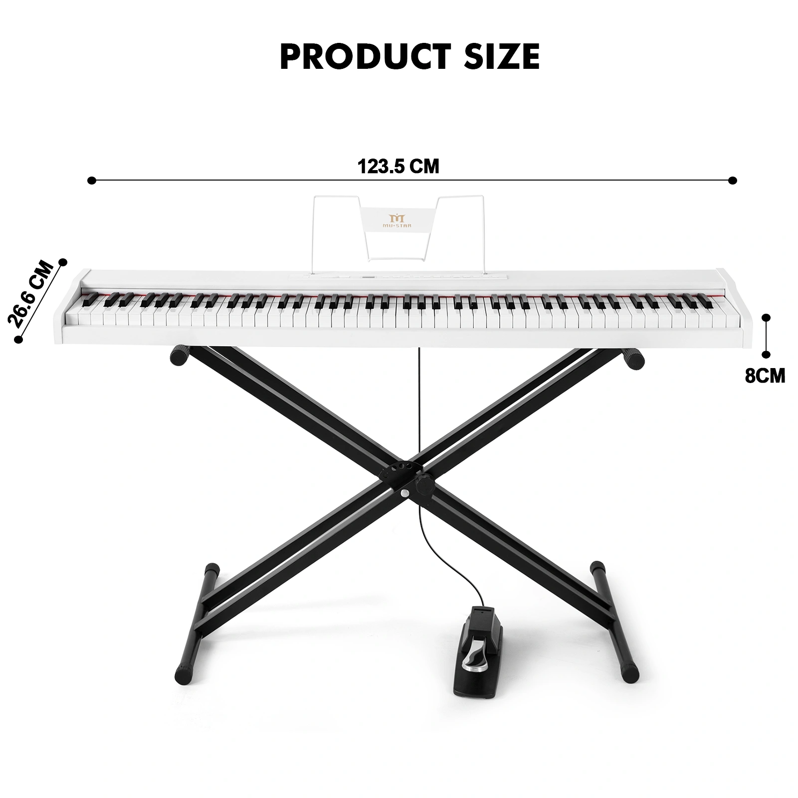 88 Key Digital Piano for Beginners & Kids, Full Size Weighted Keys, Portable Electric Piano with Music Stand, Headphone Jack, Power Supply view 3