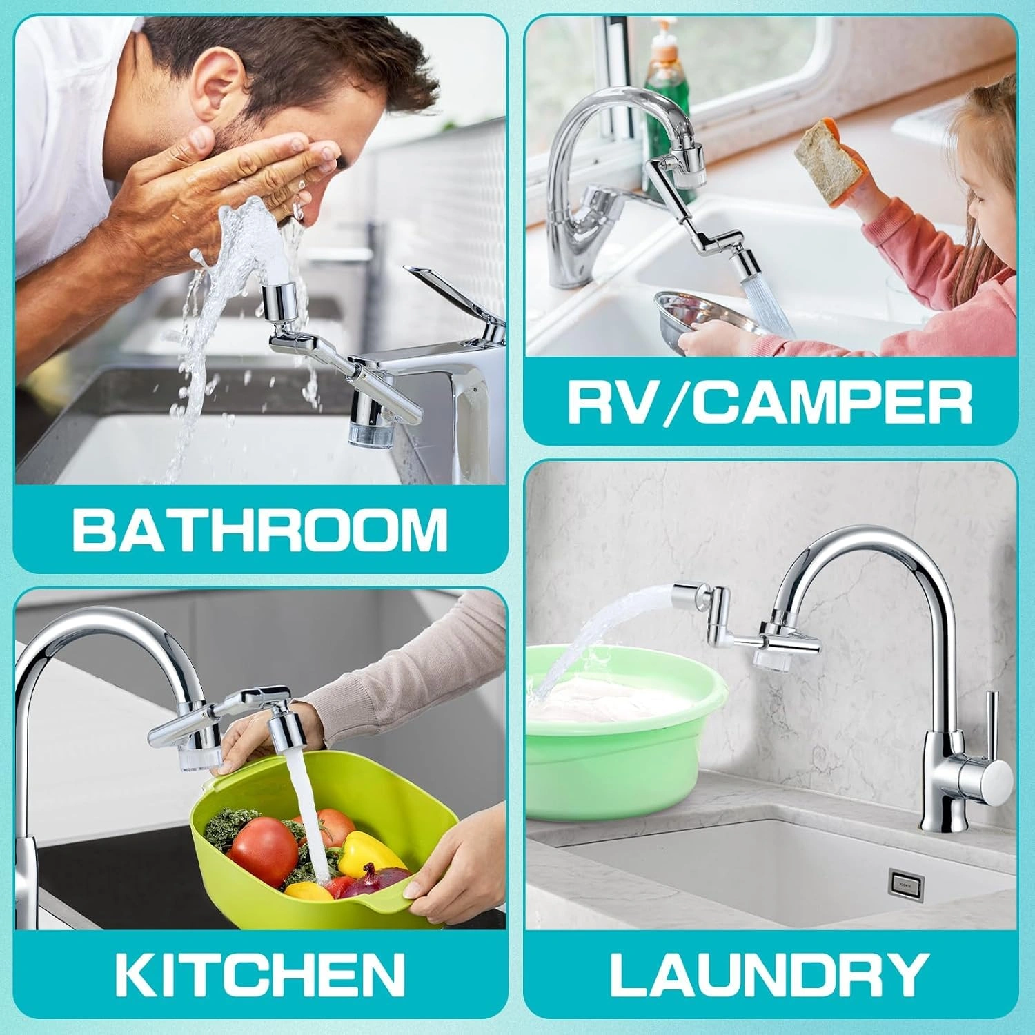 Faucet Extender 1440° Swivel, Brass Metal Robotic Arm Aerator, Dual-Mode Splashproof Water-Saving Tap Spr view 6