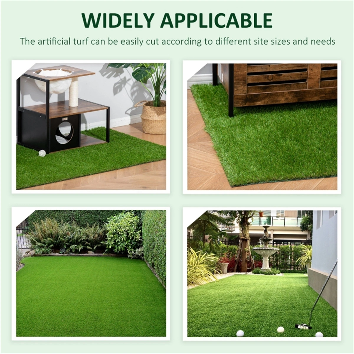 Artificial Grass Wall Panels 10x10ft Fake Greenery Outdoor Garden Privacy Screen PVC Faux Hedge Fence