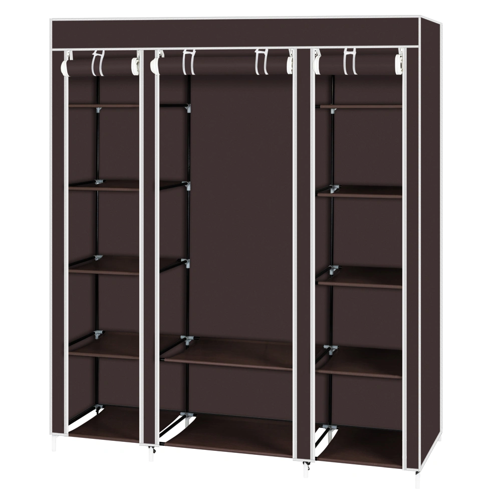 69" Portable Clothes Closet Wardrobe Storage Organizer with Non-Woven Fabric Quick and Easy to Assemble Extra Strong and Durable Dark Brown view 11