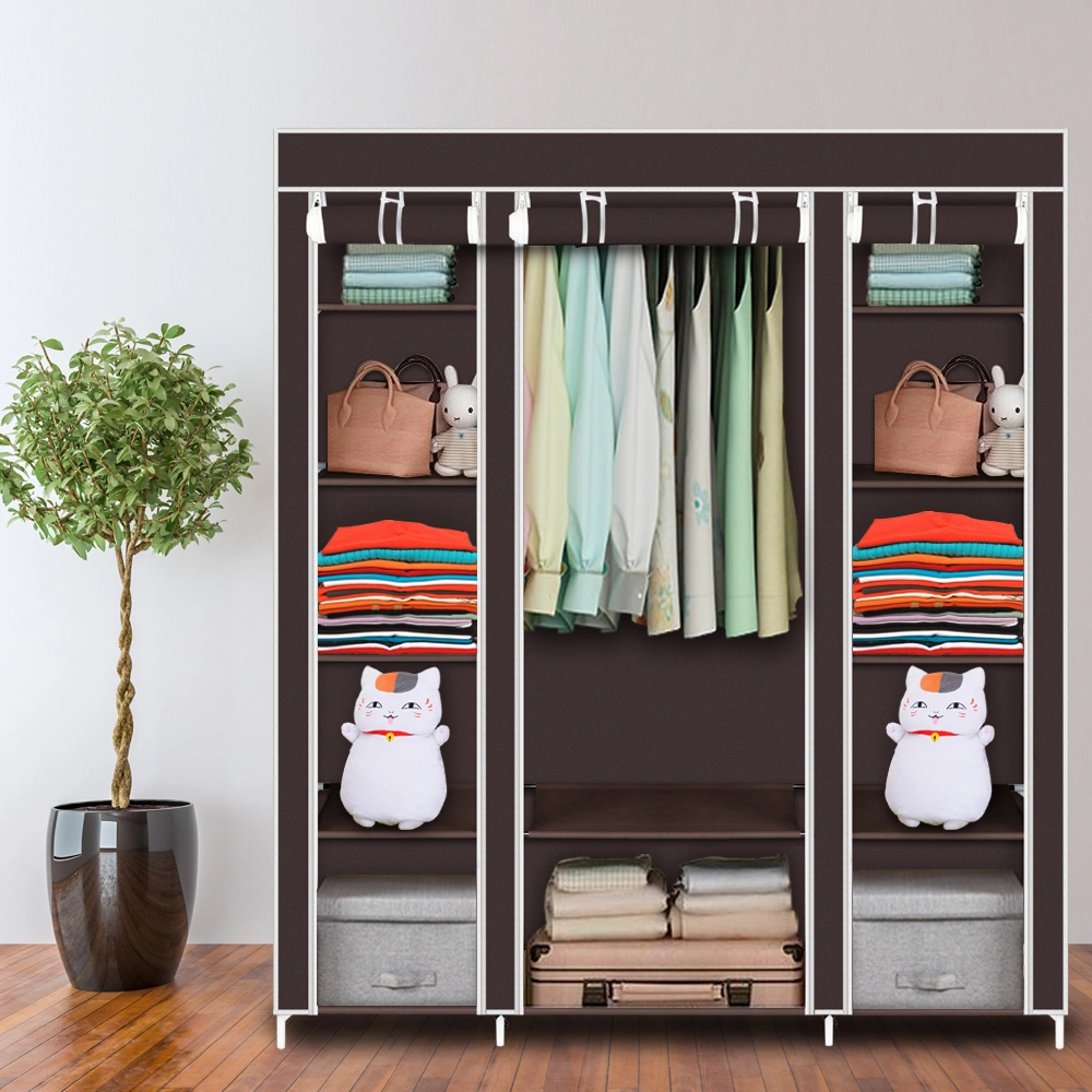 69" Portable Clothes Closet Wardrobe Storage Organizer with Non-Woven Fabric Quick and Easy to Assemble Extra Strong and Durable Dark Brown view 22