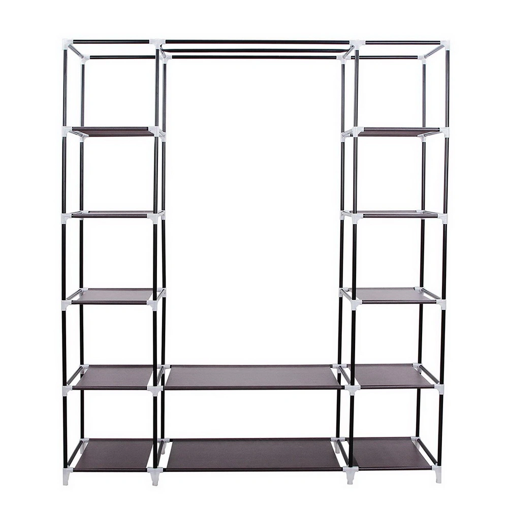 69" Portable Clothes Closet Wardrobe Storage Organizer with Non-Woven Fabric Quick and Easy to Assemble Extra Strong and Durable Dark Brown view 3