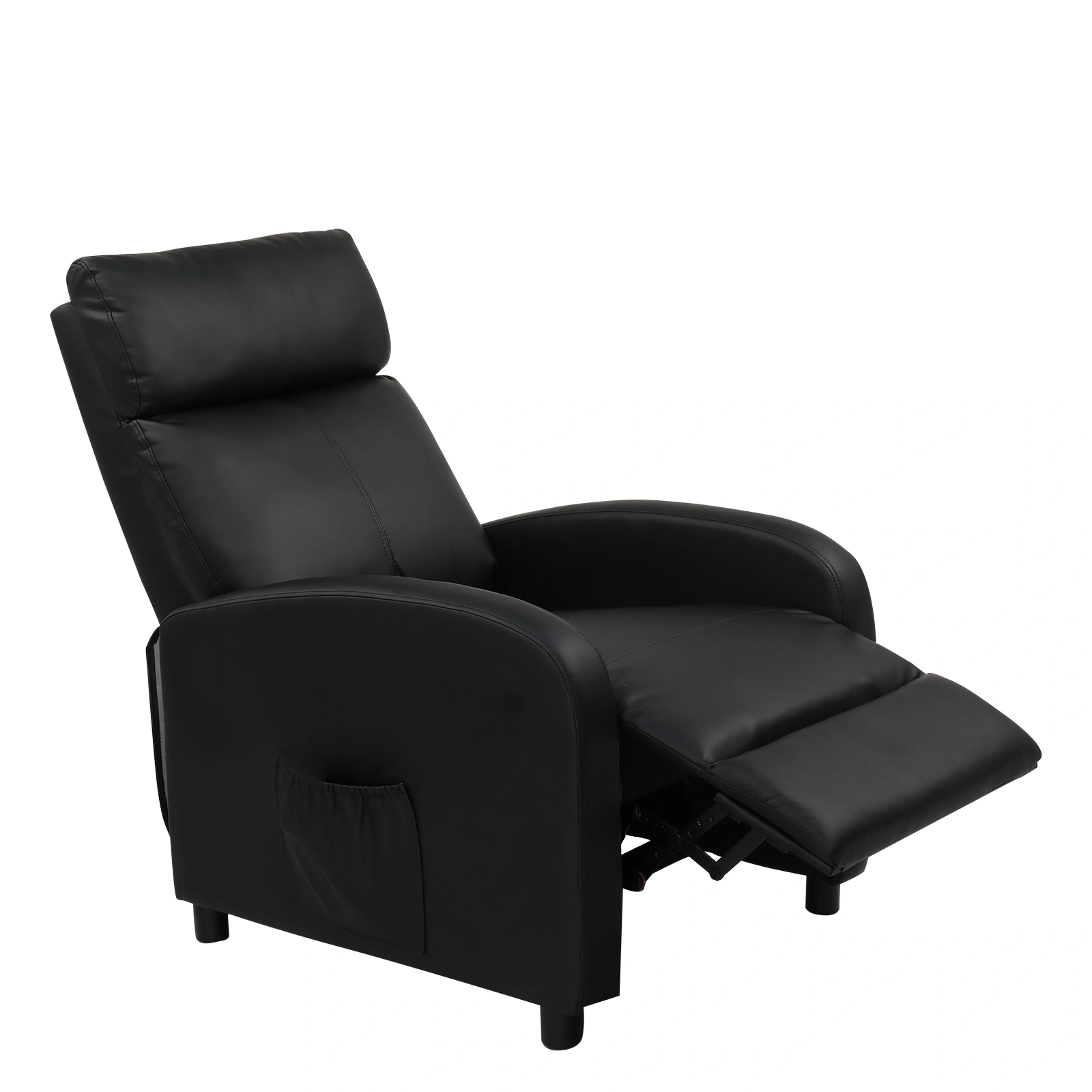Black PU Recliner Chair with 2-Point Massage & Heating Function - Electric Rocking Recliner for Living Room view 3