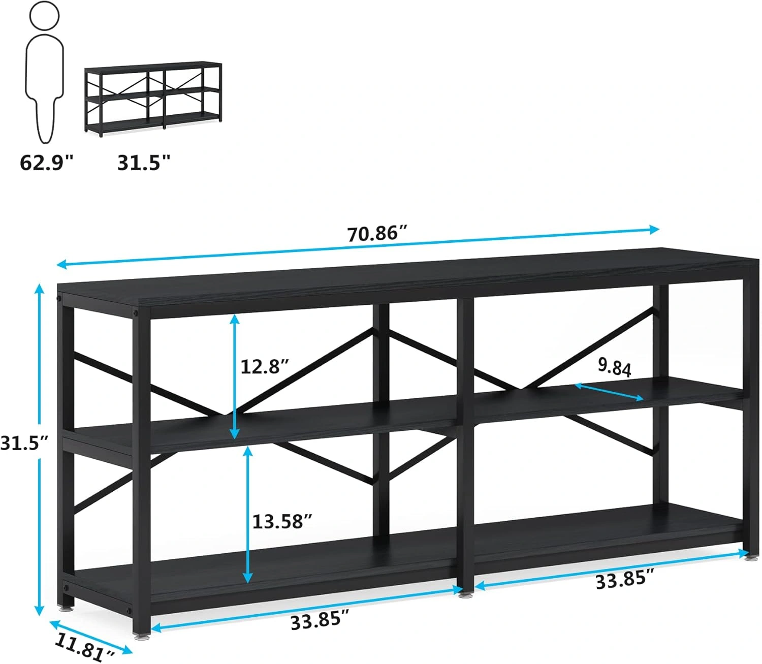 Long Console Table for Living Room, Slim Entryway Sofa Table with Storage Shelf, Modern Hallway Table, Narrow Coffee Table End Table view 5
