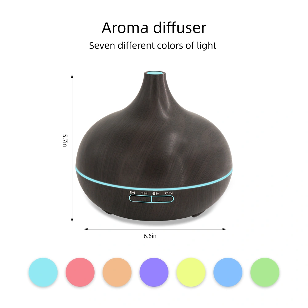 18.6oz Aromatherapy Essential Oil Diffuser Wood Grain Remote Control Ultrasonic Air Humidifier Cool 7 Color LED Light With 6 Oils view 3