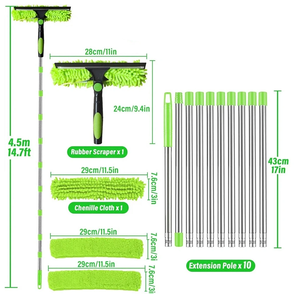 5M Telescopic Window Cleaner Squeegee - Extendable Pole for Glass & Gutter Cleaning UK view 5