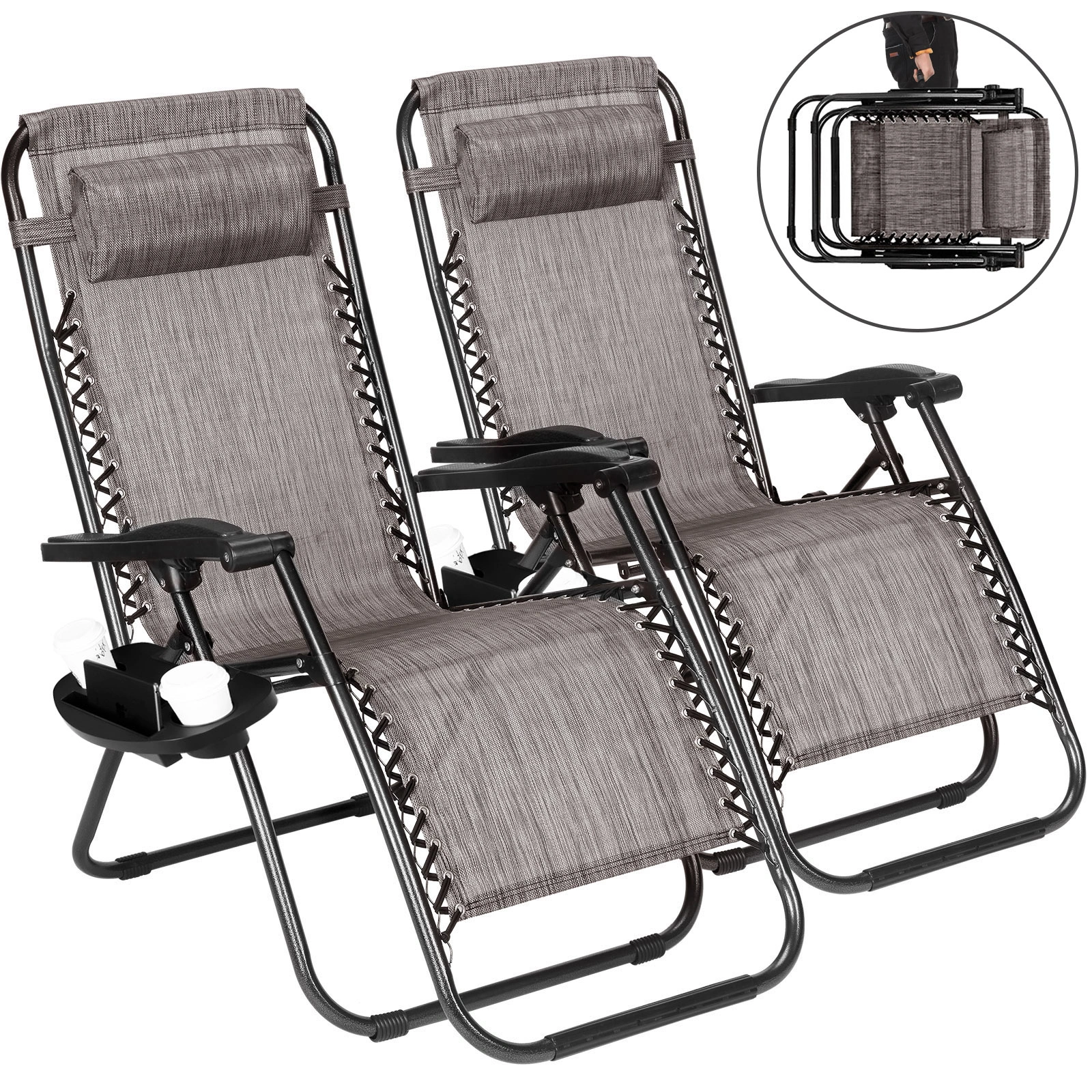 Extra Wide Beach Chair - Heavy Duty Portable Folding Chair with Cup Holder