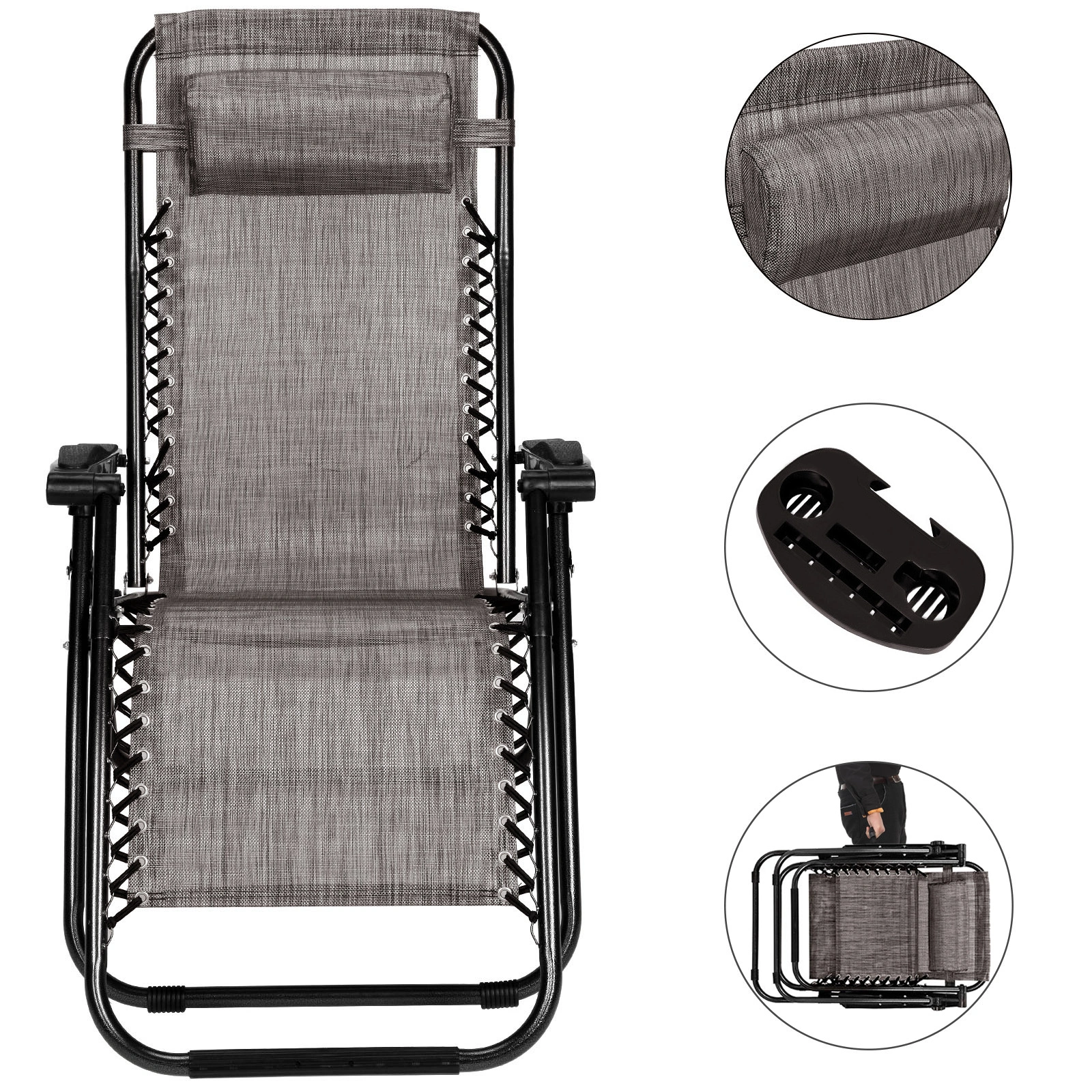 Extra Wide Beach Chair - Heavy Duty Portable Folding Chair with Cup Holder view 3