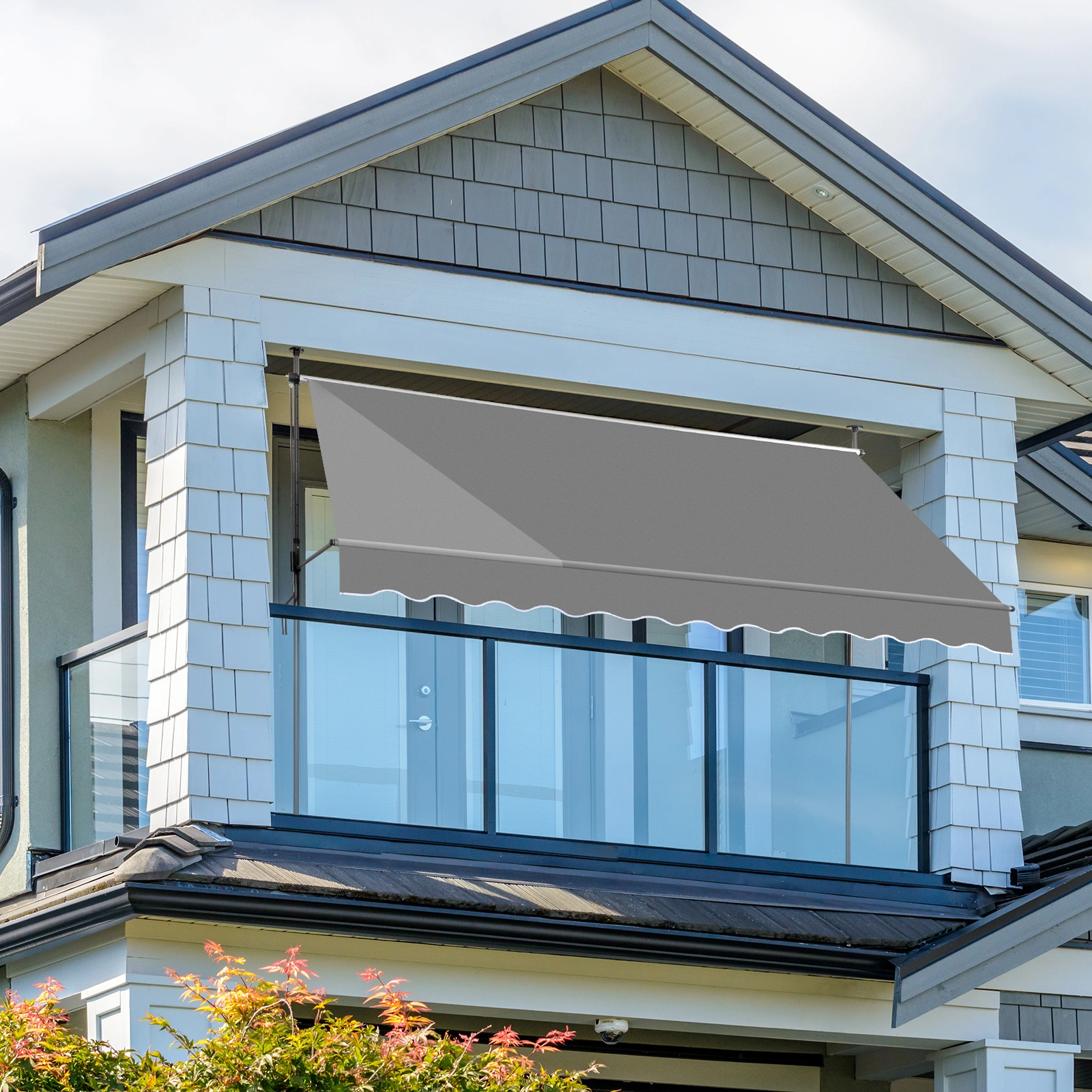118.1"D x 47.2"W x(78.7 -118.1)"H Retractable Awning Grey view 4