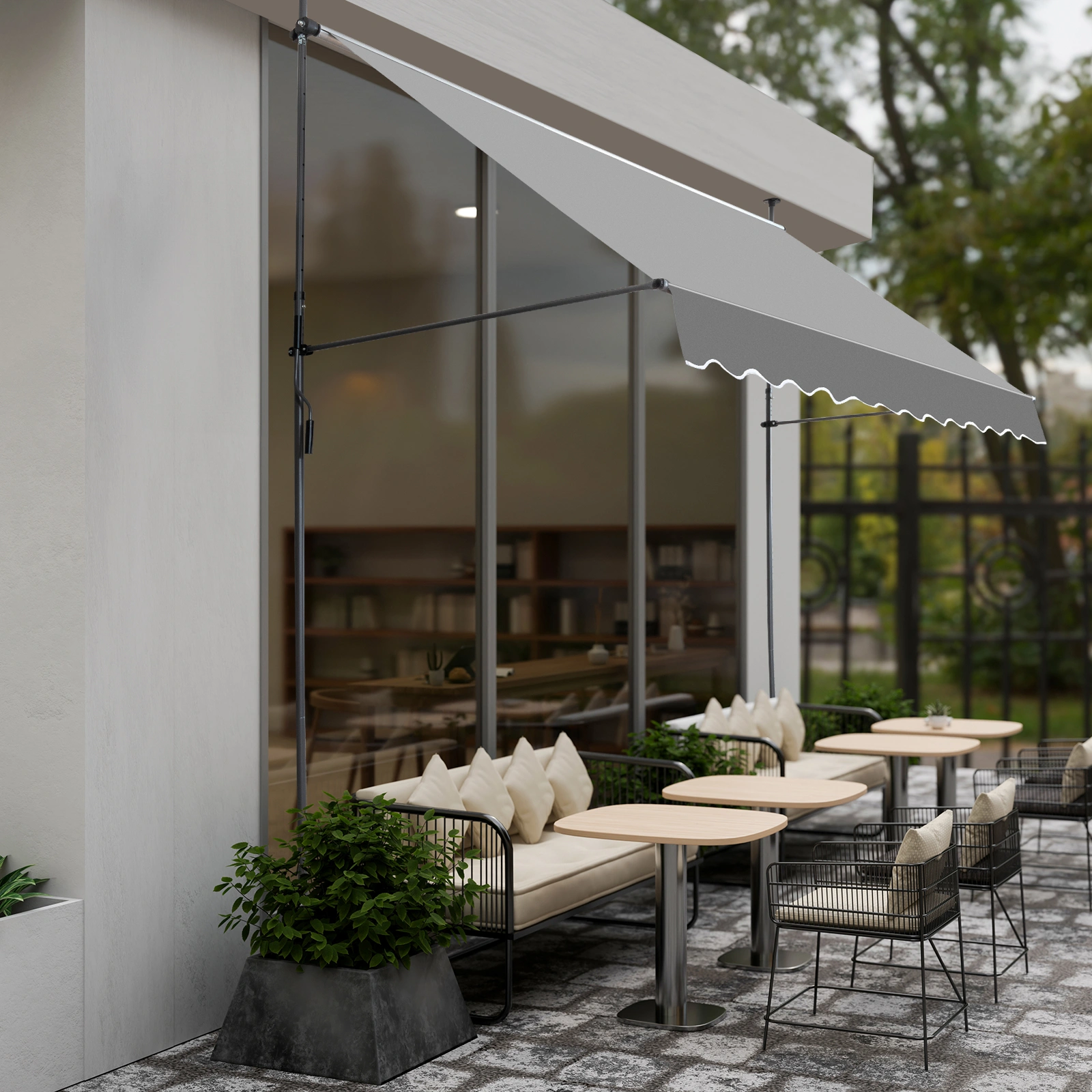 118.1"D x 47.2"W x(78.7 -118.1)"H Retractable Awning Grey view 5