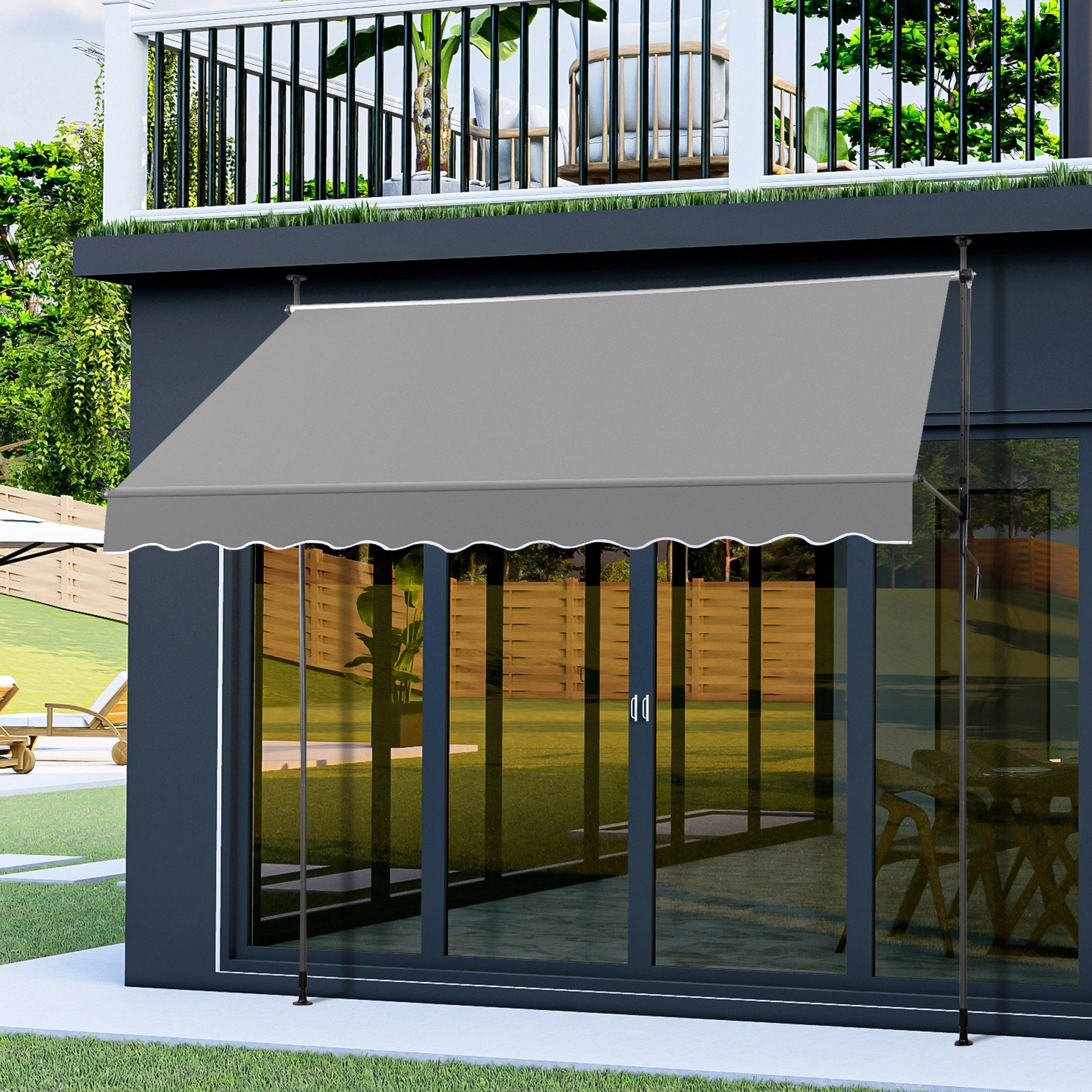 118.1"D x 47.2"W x(78.7 -118.1)"H Retractable Awning Grey view 6