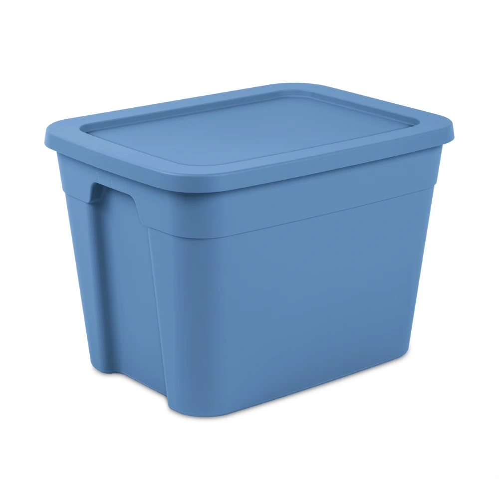 4 Pack 18 Gallon Plastic Storage Totes with Snap-On Lids, Stackable Blue Bins for Organization & Closet view 2