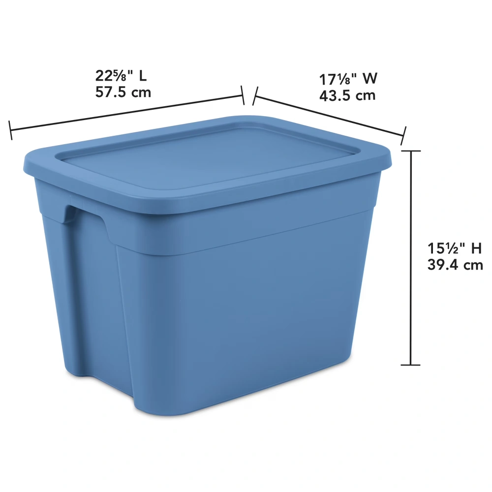 4 Pack 18 Gallon Plastic Storage Totes with Snap-On Lids, Stackable Blue Bins for Organization & Closet view 3