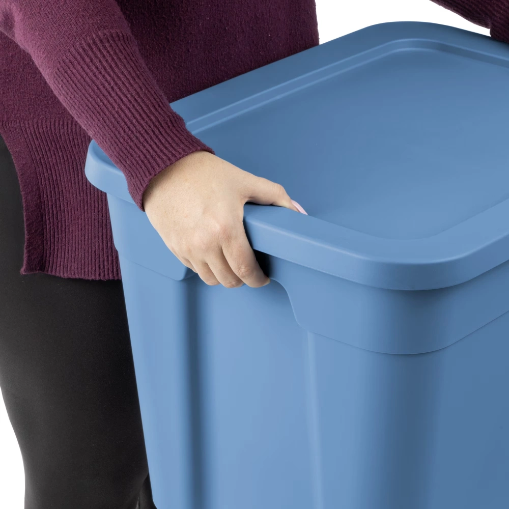 4 Pack 18 Gallon Plastic Storage Totes with Snap-On Lids, Stackable Blue Bins for Organization & Closet view 4