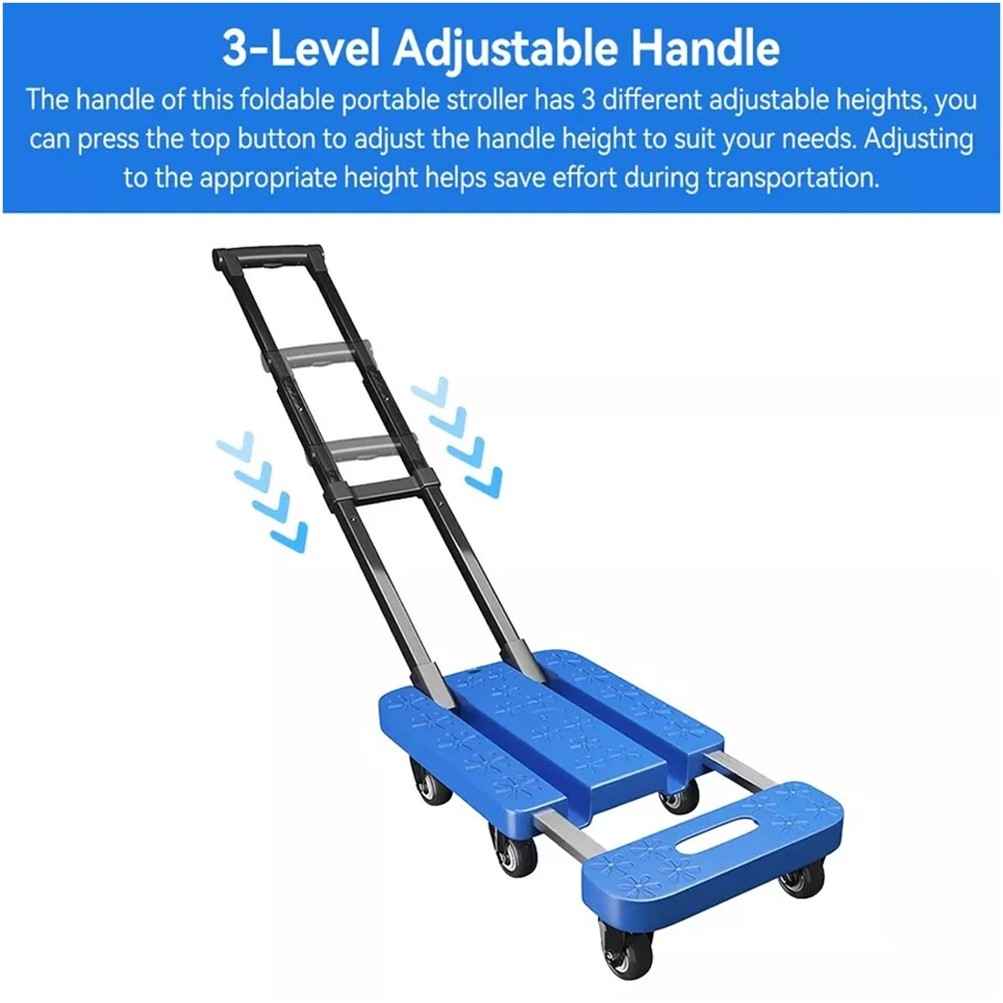 270KG Folding Hand Truck Dolly Trolley Cart - Heavy Duty Platform Luggage Moving Trolley with Wheels view 4