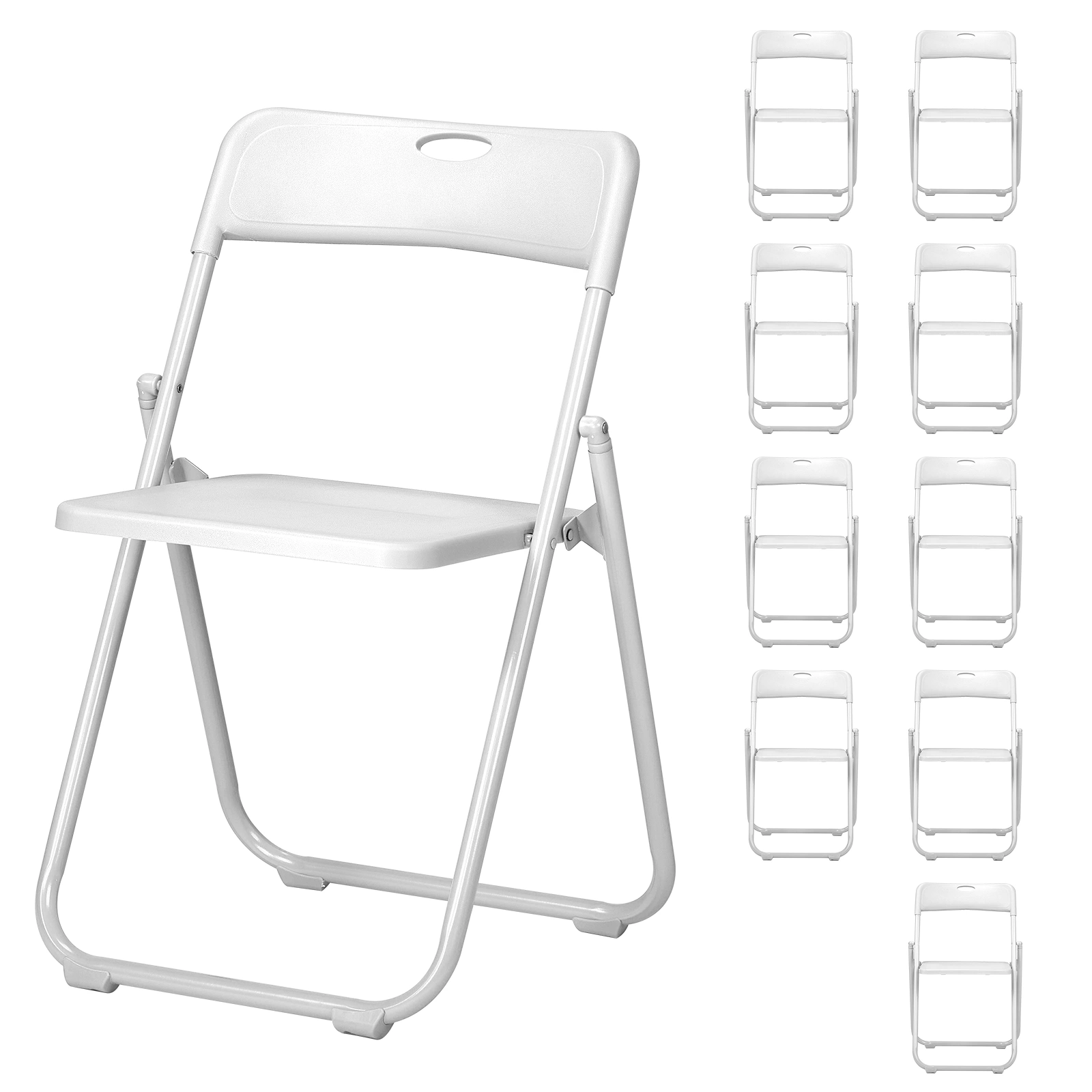 10 Pack Plastic Folding Chairs, Stackable Commercial Chairs, Portable Event Seats Indoor Outdoor for Home Event Party Picnic School Wedding, White