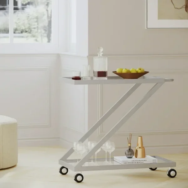 Bar Cart, Bakers Rack,Home Serving Bar Cart With Lockable Wheels, Wine Rolling Cart,Tempered Glass Shelves For Kitchen Dining Living Room