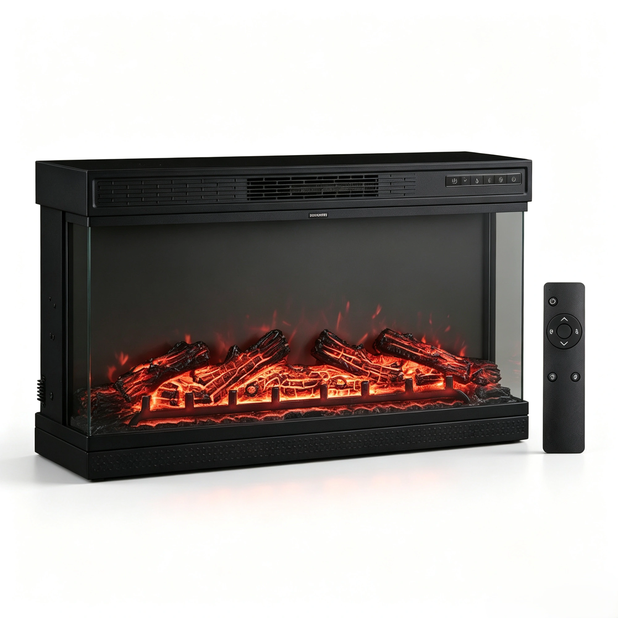 36 Inch Electric Fireplace Insert 1500W, Built-In Black Steel Fireplace Heater with 3-Side Glass, 5-Level Flame, 12 LED Colors, Remote, Thermostat & Timer, 120V