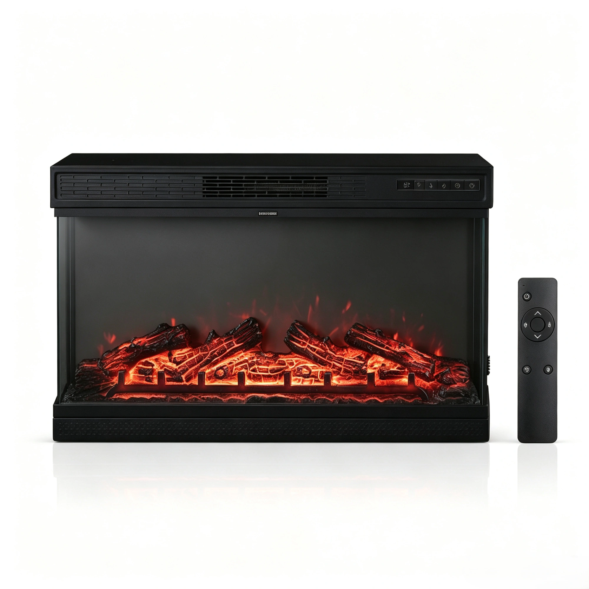 36 Inch Electric Fireplace Insert 1500W, Built-In Black Steel Fireplace Heater with 3-Side Glass, 5-Level Flame, 12 LED Colors, Remote, Thermostat & Timer, 120V view 2